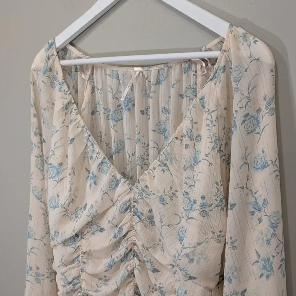 Free People Final Rose Blouse Fairycore Cottagecore Milkmaid Feminine Size M